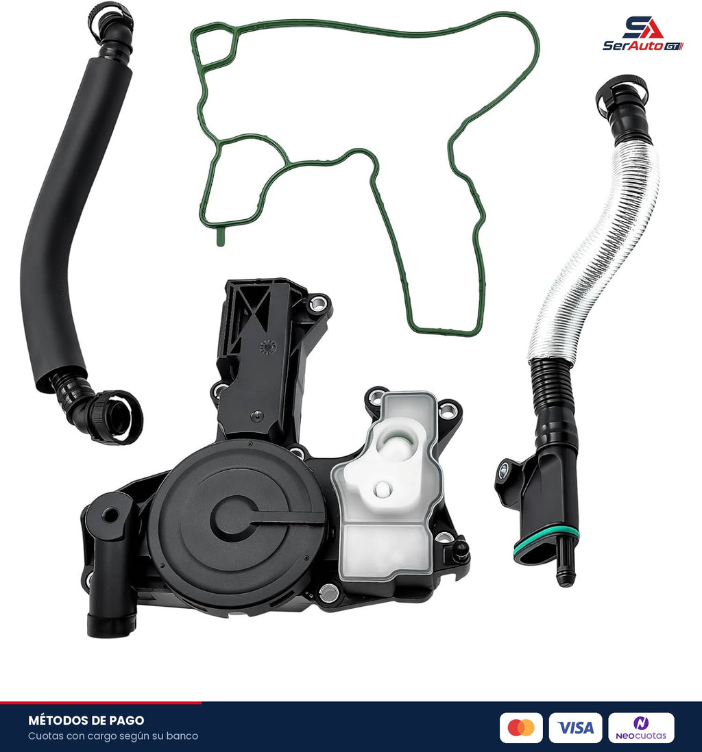 Kit Separador de Aceite PCV (Válvula de Ventilación del Cárter) con Mangueras y Junta – Audi / VW 2.0L · OEM 06H103495AE