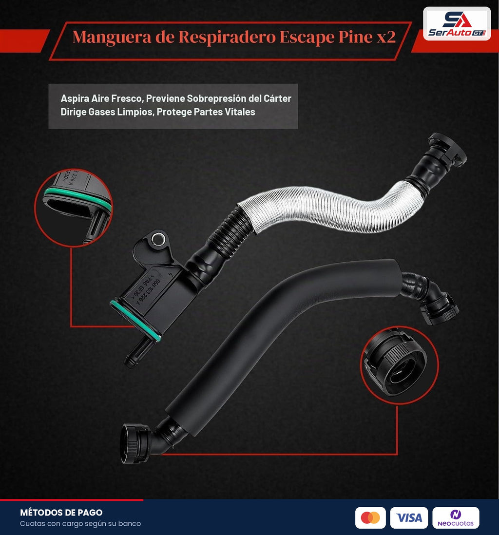 Kit Separador de Aceite PCV (Válvula de Ventilación del Cárter) con Mangueras y Junta – Audi / VW 2.0L · OEM 06H103495AE
